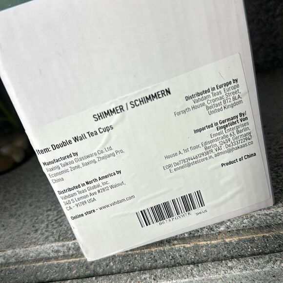 NIB VAHDAM Shimmer Borosilicate Glass Double Walled Teacups Set Of 2 - Picture 5 of 8